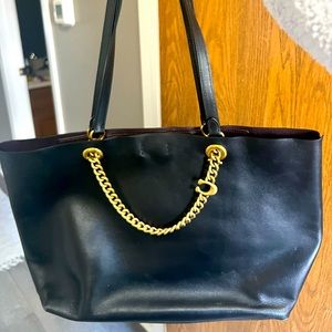 Black leather Coach tote